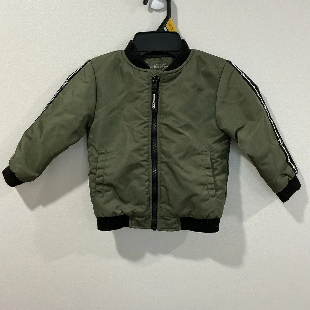Bomber Jacket Baby 18/24 Months Olive Green Camo Fleece Lined